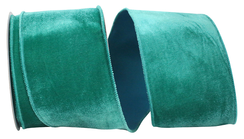 Emerald 4 Inch Regal Velvet Plush Wired Edge Ribbon for Wreaths & Bows