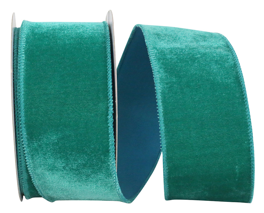 Emerald 2-1 2 Inch Regal Velvet Plush Wired Edge Ribbon for Wreaths & Bows