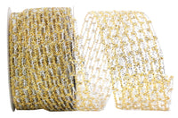 Gold Silver Metallic Wired Edge Ribbon 2-1/2 Inch for Bows