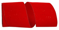Red Velvet Glitter Dots Wired Edge Ribbon 4 Inch
