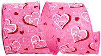 Love Heartbeat Glitter Ribbon Pink Red 2-1/2 Inch