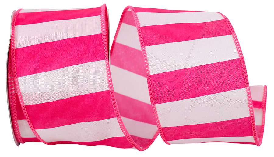 Azalea 2-1 2 Inch Cabana Stripe Bright Wired Edge Ribbon for Wreaths & Bows