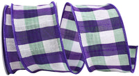 Multi 2-1 2 Inch Check Dupioni Shadow Wired Edge Ribbon for Wreaths & Bows