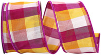 Dupioni Afternoon Plaid Wired Edge Ribbon Multi 2-1/2 Inch