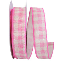 Pink Gingham Wired Edge Ribbon 1-1/2 Inch for Bows