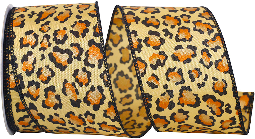 Multi 2-1 2 Inch Leopard Spots Wired Edge Ribbon for Wreaths & Bows
