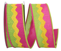 Multi 1-1 2 Inch Sherbert Ricrac Wired Edge Ribbon Rd for Wreaths & Bows