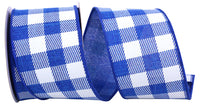 Royal 2-1 2 Inch Twill Check Printed Linen Wired Edge Ribbon Rd for Wreaths & Bows