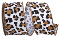 Multi 2-1 2 Inch Leopard Print Linen Wired Edge Ribbon Rd for Wreaths & Bows