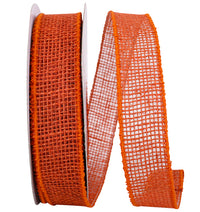 Rust Open Weave Burlap Wired Edge Ribbon 1-1/2 Inch