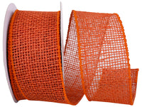 Rust Open Weave Burlap Wired Edge Ribbon 2-1/2 Inch
