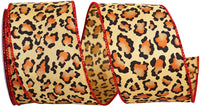 Gold 2-1 2 Inch Cheetah Spots Fashion Wired Edge Ribbon for Wreaths & Bows