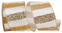 Ivory Gold Wired Edge Ribbon 2-1/2 Inch for Wreaths