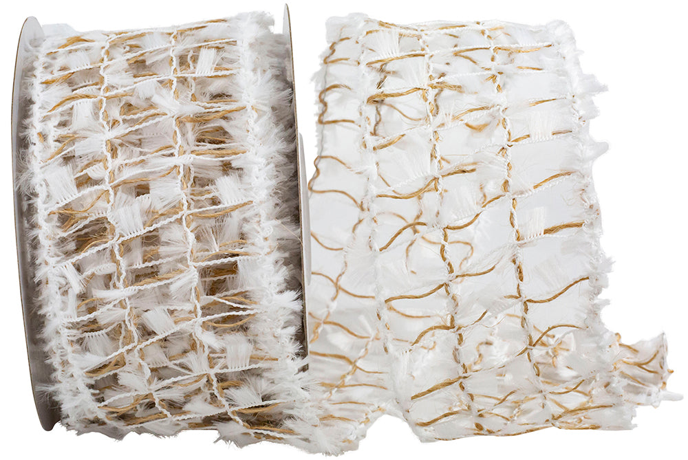 Wired Edge White Jute Ribbon 2-3/4 Inch for Wreaths