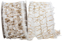 Wired Edge White Jute Ribbon 2-3/4 Inch for Wreaths