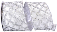 Silver 4 Inch Wired Edge Sequin Ribbon for Wreaths and Bows