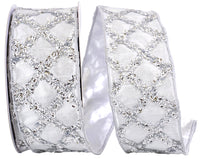 Silver 2-1/2 Inch Sequin Diamond Wired Edge Ribbon
