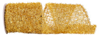 Gold Tinsel Net Frizette Wired Edge Ribbon 5-1/2 Inch