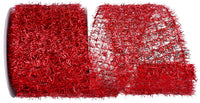 Red Tinsel Net Frizette Ribbon 4 Inch for Wreaths and Bows