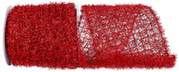 Red Tinsel Net Frizette Wired Edge Ribbon 5-1/2 Inch