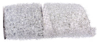 Silver Tinsel Net Frizette Wired Edge Ribbon 5-1/2 Inch