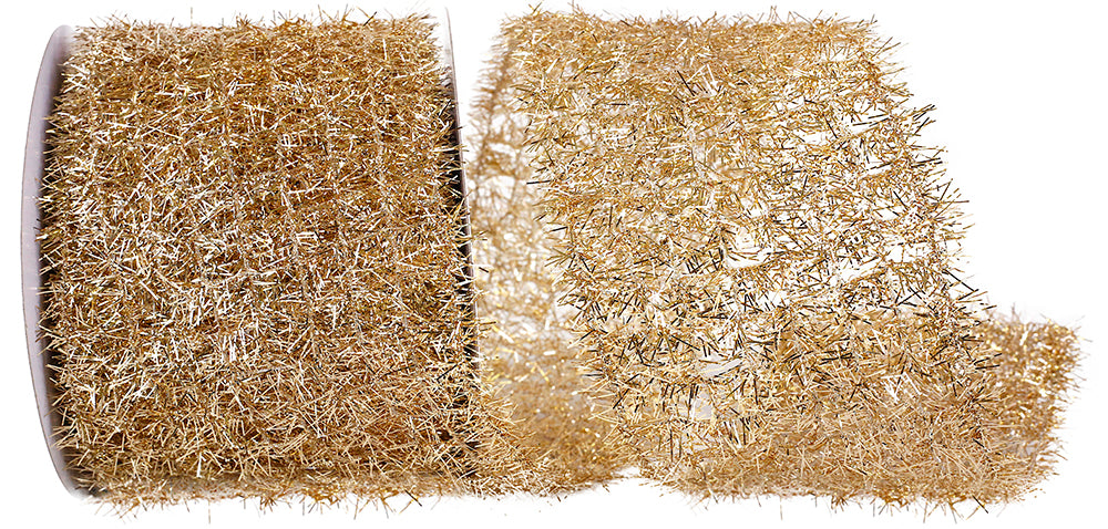 Platinum Tinsel Net Wired Edge Ribbon 4 Inch for Bows