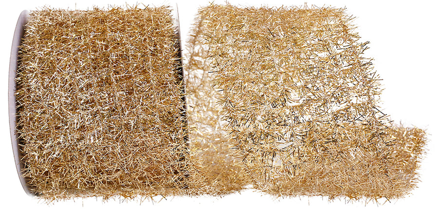 Platinum Tinsel Net Wired Edge Ribbon 4 Inch for Bows