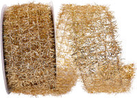 Platinum Tinsel Net Frizette Wired Edge Ribbon 2.5 Inch