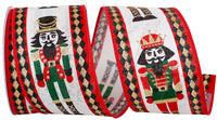 Multi 2-1 2 Inch Nutcracker Classic Border Wired Edge Ribbon for Wreaths & Bows