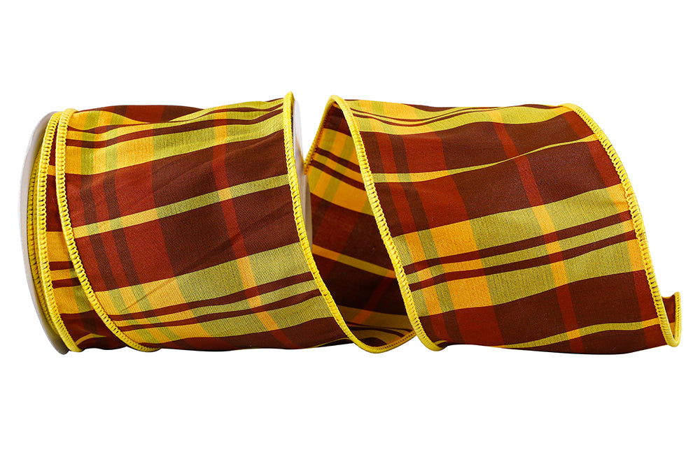 Yellow 4 Inch Tierra Sundown Wired Edge Ribbon for Wreaths & Bows