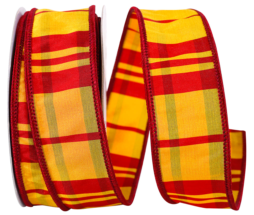 Flame 1-1 2 Inch Tierra Sunset Wired Edge Ribbon for Wreaths & Bows