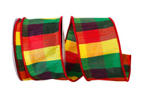 Multi 2-1 2 Inch Check Festive Multi Dupioni Ribbon for Wreaths & Bows