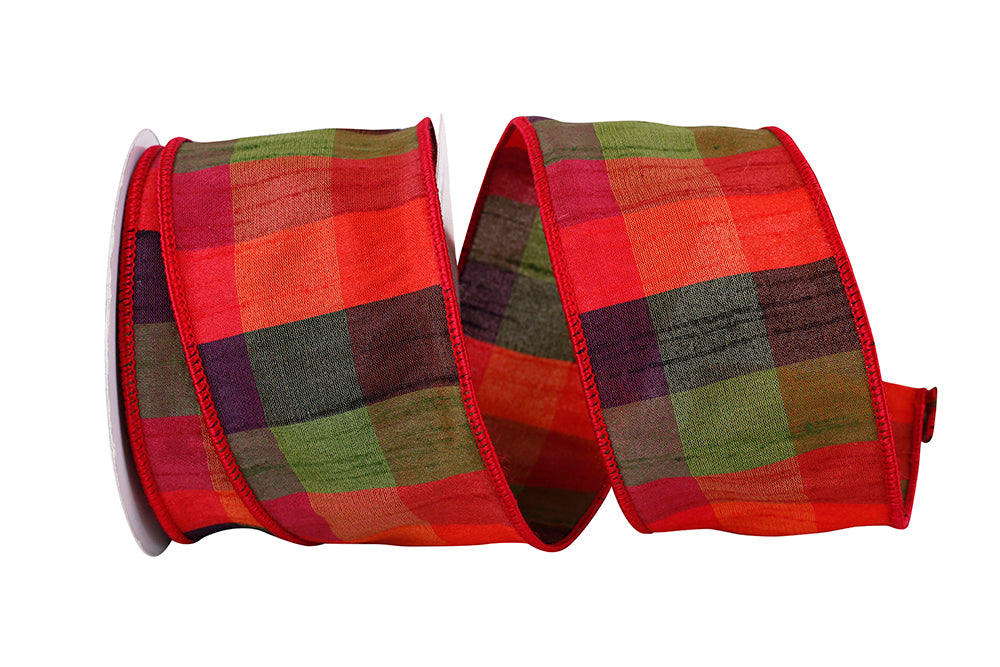 Sunset 2-1 2 Inch Tierra Rojo Dupioni Wired Edge Ribbon for Wreaths & Bows