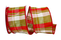 Richmond Plaid Dupioni Ribbon Moss Red 2-1/2 Inch