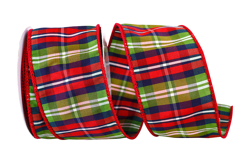 Multi Plaid Wired Edge Ribbon 2-1/2 Inch for Wreaths