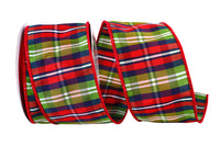 Multi Plaid Wired Edge Ribbon 2-1/2 Inch for Wreaths