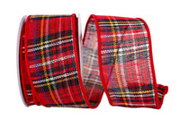 Red Plaid Wired Edge Ribbon 2-1/2 Inch for Wreaths