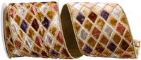 Taupe 4 Inch Diamond Velvet Jewel Deluxe Wired Edge Ribbon for Wreaths & Bows
