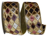Taupe 2-1 2 Inch Diamond Velvet Jewel Deluxe Wired Edge Ribbon for Wreaths & Bows