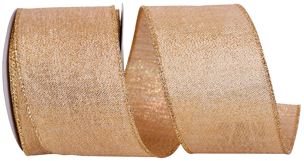 Gold Metallic Shine Wired Edge Ribbon 2-1/2 Inch for Wreaths