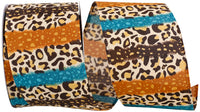 Brown 2-1 2 Inch Cheetah Exotic Stripe Wired Edge Ribbon for Wreaths & Bows