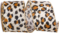 Multi 2-1 2 Inch Cheetah Sparkle Linen Wired Edge Ribbon for Wreaths & Bows