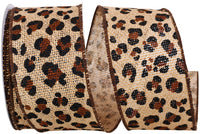 Cheetah Hopsack Wired Edge Ribbon Natural 2-1/2 Inch