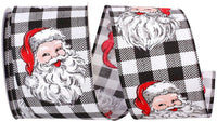 Gingham Wired Edge Ribbon Black White 2-1/2 Inch 10Yds