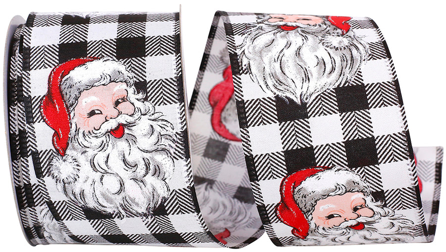 Gingham Wired Edge Ribbon Black White 2-1/2 Inch 10Yds
