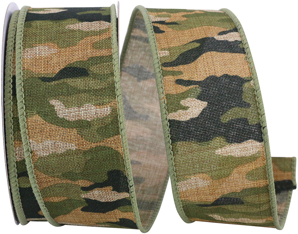 Multi 1-1 2 Inch Camouflage 4 Wired Edge Ribbon Rd for Wreaths & Bows