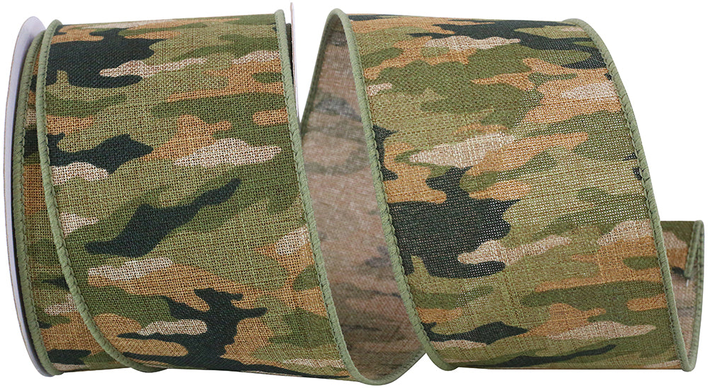 Multi 2-1 2 Inch Camouflage 4 Wired Edge Ribbon Rd for Wreaths & Bows