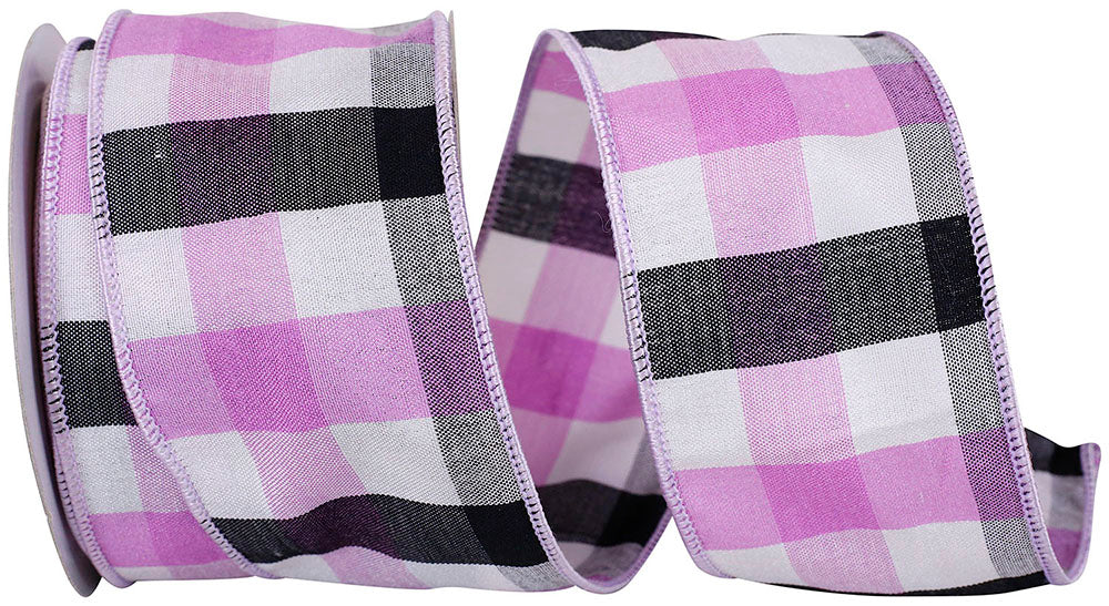 Lavender 2-1/2 Inch Gingham Wired Edge Ribbon
