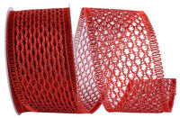 Red 2-1/2 Inch Wired Edge Chain Link Trimming Ribbon