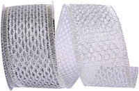 Silver Chain Link Trimming Wired Edge Ribbon 2-1/2 Inch